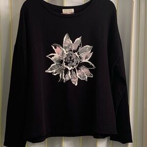 Escape Black Floral Long Sleeve Women's Top